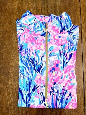 NWOT Lilly Pulitzer Luxletic Justine Periwinkle Fan Sea Pants XL